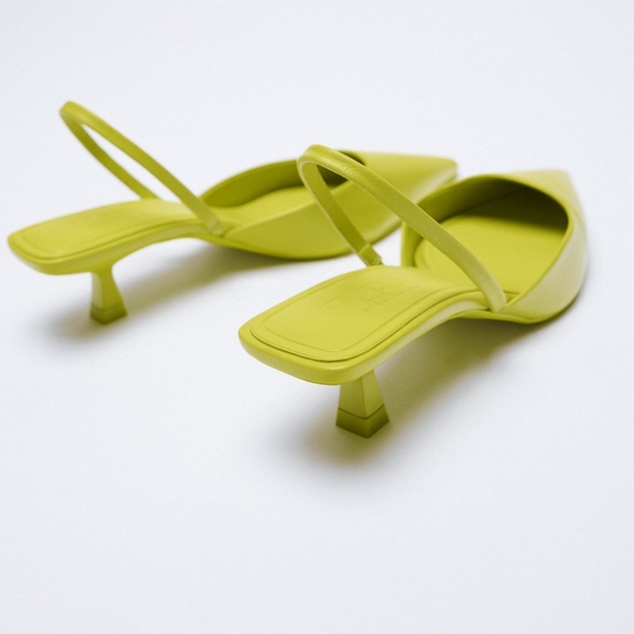 Zara Slingbacks kitten heel sandals green - Picture 5 of 9